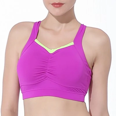 mf14紫运动文胸女无钢圈聚拢定型防震背心美背健身跑步瑜伽内衣