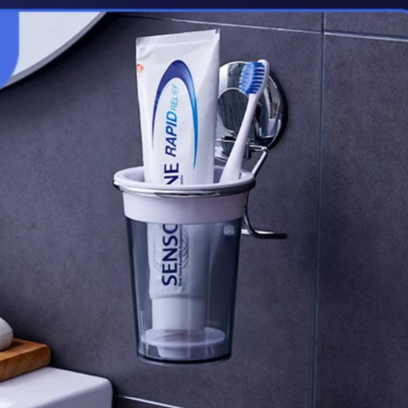 TAILI/太力橡胶金属圆形杯架卫生间浴室壁挂式免打孔新奇家用好物