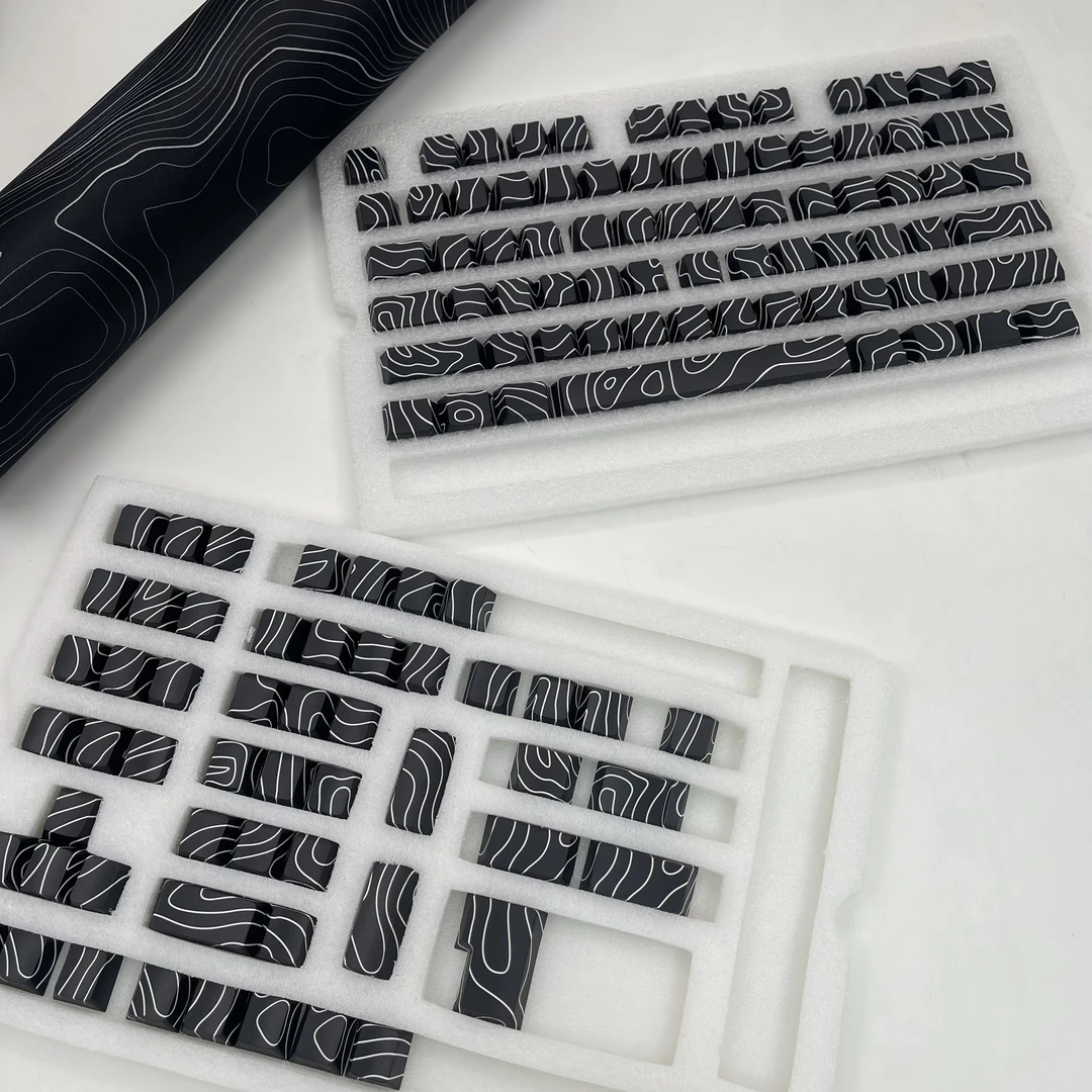 等高线键帽五面热升华侧刻等高线发光128键小全套