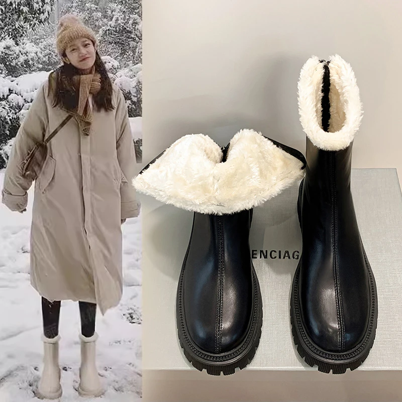 雪地靴女2023新款秋冬季加厚加绒马丁靴子网红短靴女厚底保暖棉鞋