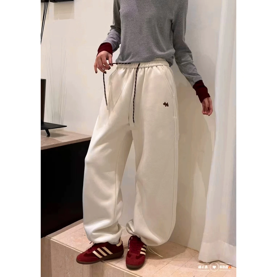 9932休闲运动束脚阔腿卫裤女秋冬时尚宽松高腰显瘦直筒休闲裤