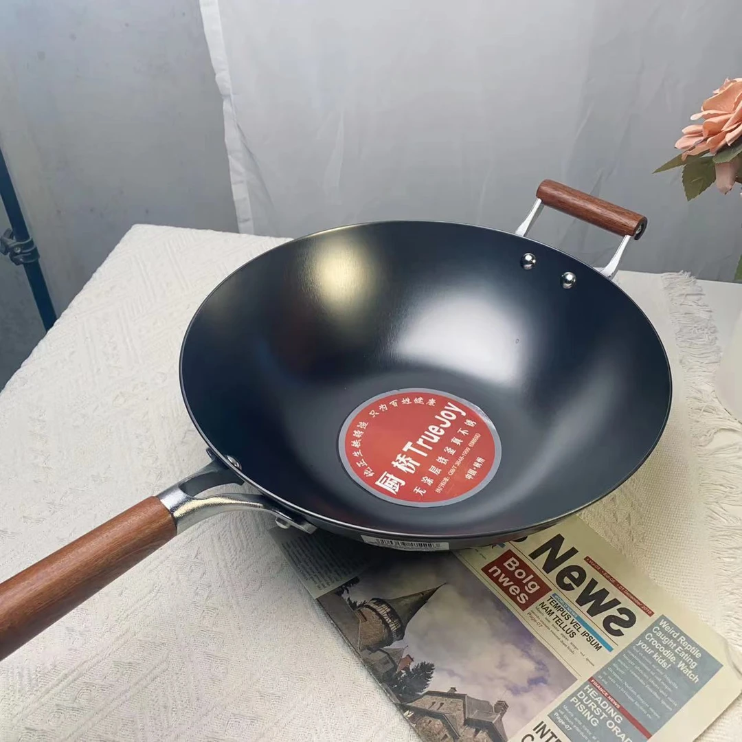 【亏本清仓】炒菜锅老式铁锅熟铁家用煤气燃气灶纯铁无涂层铁锅