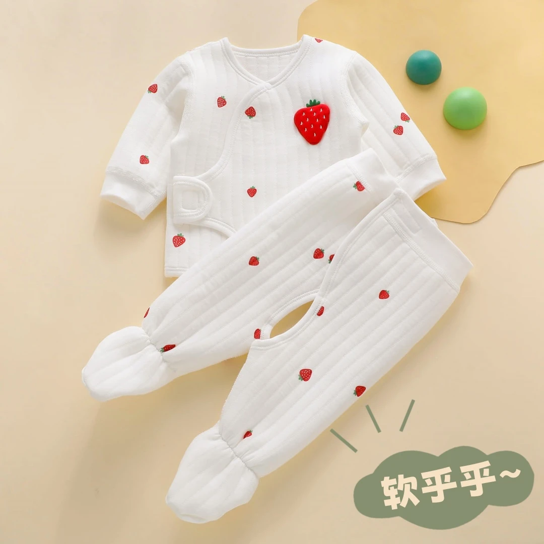 新生婴儿衣服初生男宝宝秋冬款全棉打底保暖纯棉分体套装冬装内搭