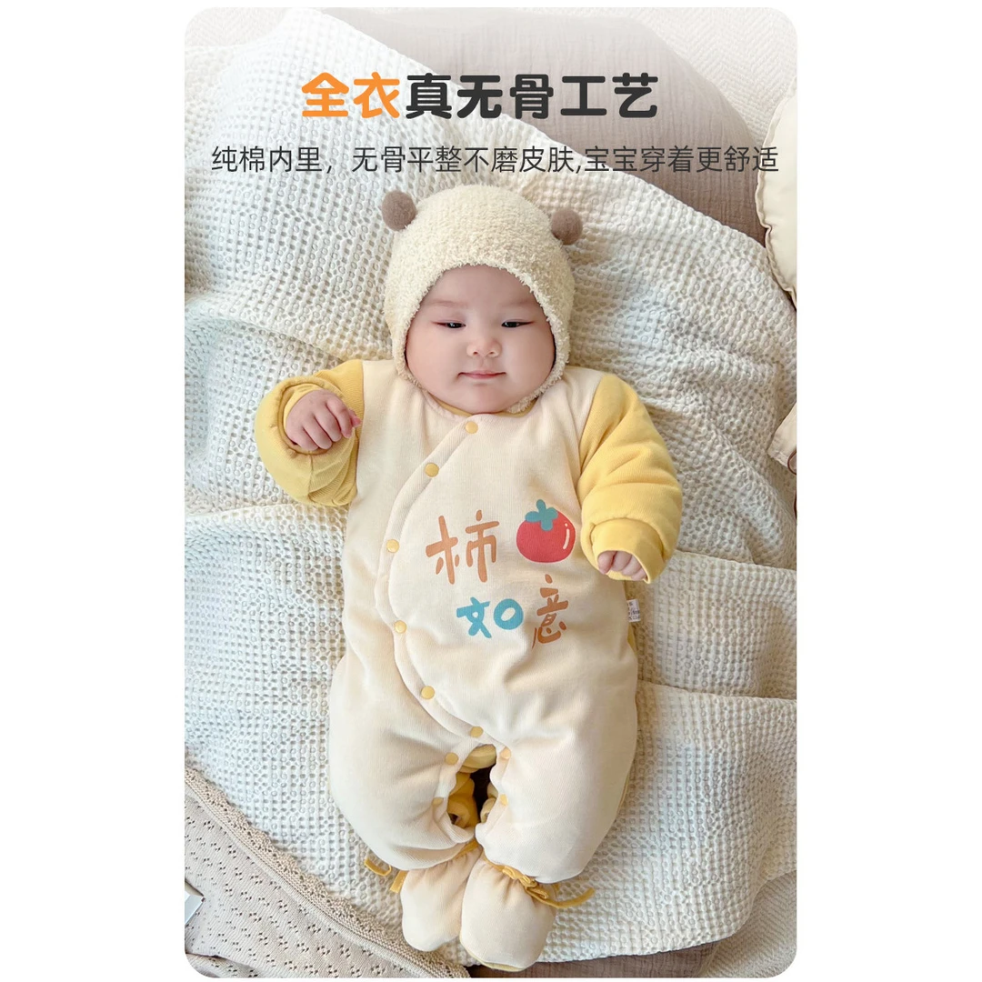 新生儿衣服婴儿冬季小棉衣无骨婴幼儿包脚蝴蝶衣宝宝和尚服连体衣