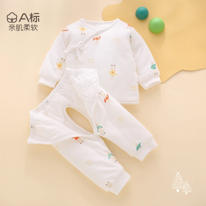 新生婴儿套装秋冬季宝宝开档棉服冬装加厚夹棉分体保暖锁温新款