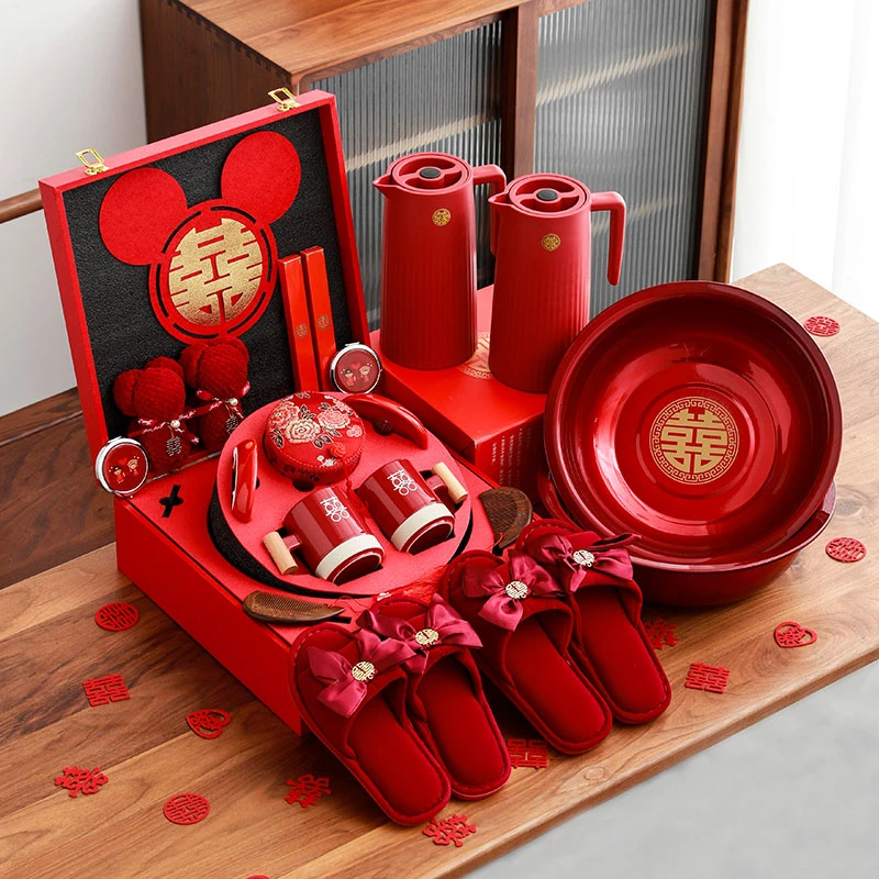 陪嫁套装结婚用品大全女方全套嫁妆娘家喜盆红盆聚宝盆备婚庆生活