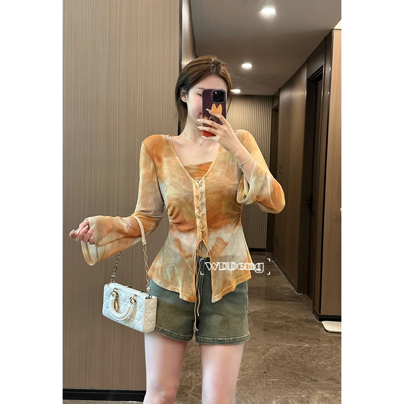 【现货款】王等等【雨后黄昏】显瘦气质夏季透气外衫+吊带U224A08191