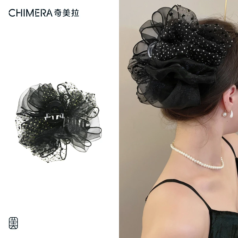 CHIMERA/奇美拉网纱泡泡发夹女后脑勺显脸小鲨鱼夹抓夹发卡高级感