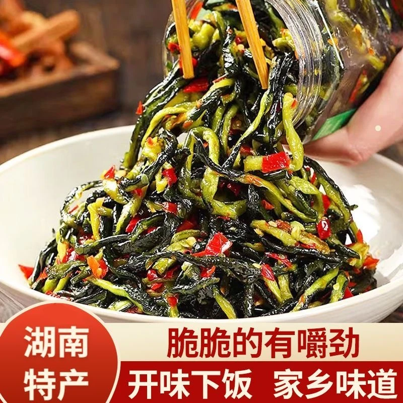 湖南下饭菜新鲜脆爽黄瓜皮精选泡菜即食下饭菜咸菜瓶装嫩小黄瓜