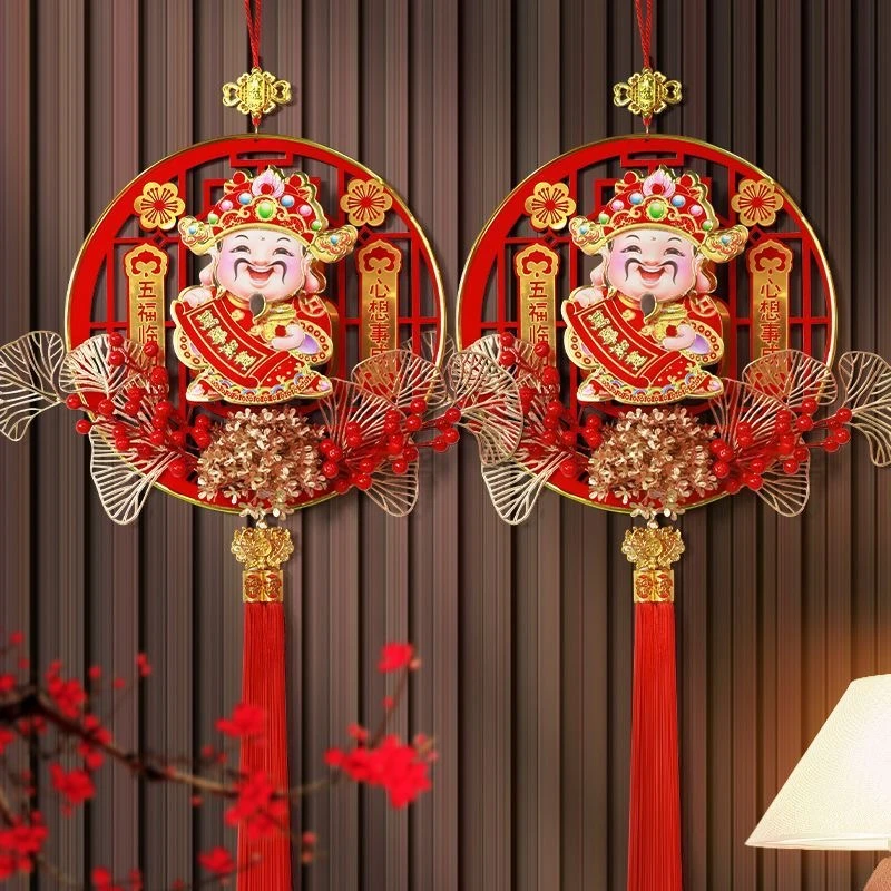 摇头财神春节装饰品大门挂饰电动2024财神爷过年玄关场景布置挂件