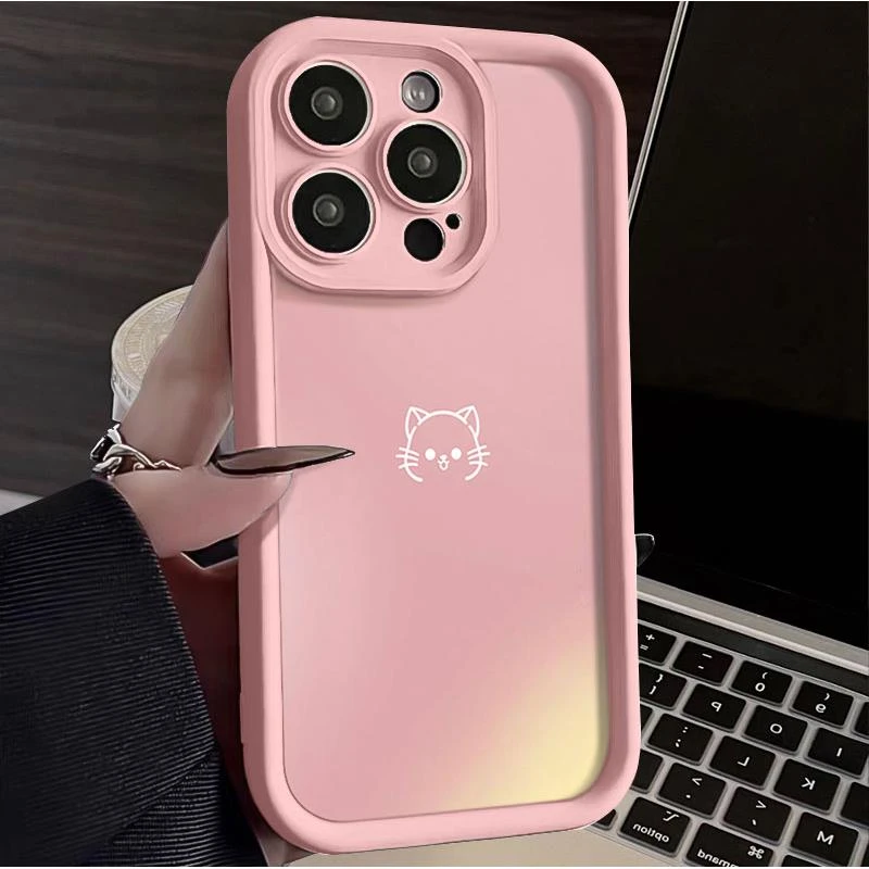 渐变猫咪适用于iphone16苹果手机壳15promax金刚砂14软13全包1211