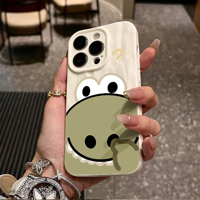 问号小鳄鱼苹果15promax褶皱手机壳iphone14全包13p12软壳11x卡通