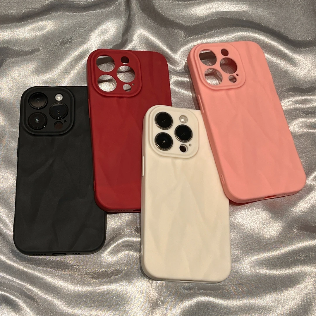 高级肤感褶皱iPhone15 14promax手机壳苹果13 12 11全包软套xr女