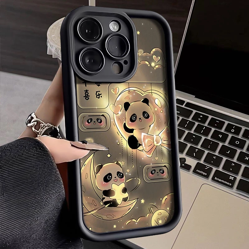 星星月亮熊猫适用iphone16苹果手机壳15promax金刚砂1413全包1211