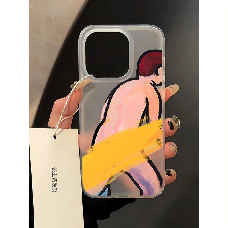 油画男人iPhone15P_14promax磨砂手机壳13_12苹果11软硅胶xs防摔