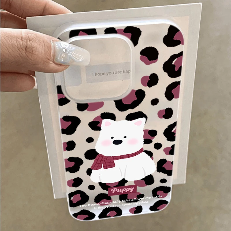 豹纹西高地小狗适用iphone16/15苹果手机壳SE2软14promax131211XS