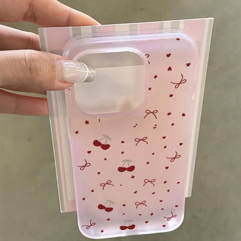 蝴蝶结樱桃适用iphone16/15苹果手机壳SE2软14promax13磨砂1211XS