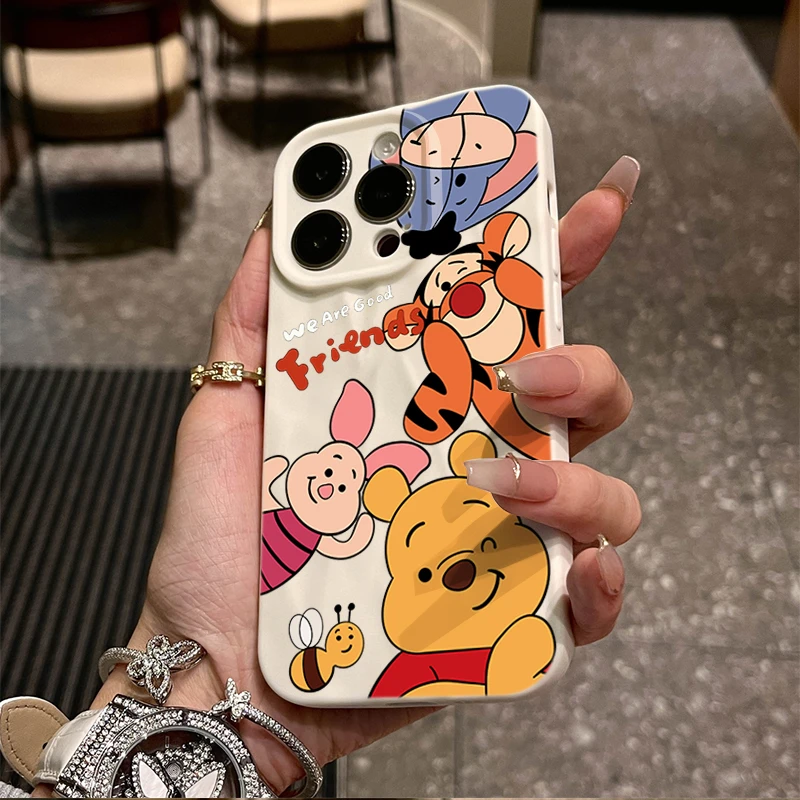 跳跳虎维尼熊苹果15promax褶皱手机壳iphone14全包13p12防摔11/12