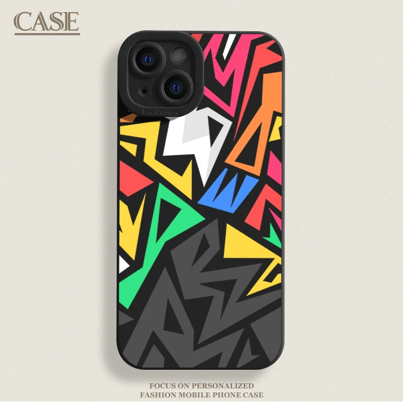 彩色涂鸦iPhone15ProMax手机壳14苹果13硅胶12全包78p男女11xs/xr