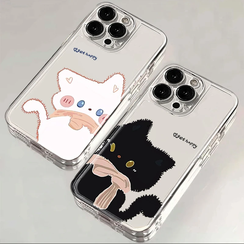 炸毛小猫情侣适用iPhone15苹果手机壳14promax软13/12/8透明壳/11