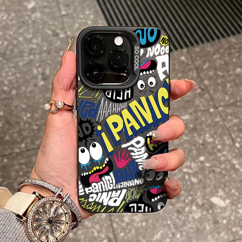 潮牌涂鸦iPhone15_14promax手机壳卡通高级11苹果13_12软硅胶防摔