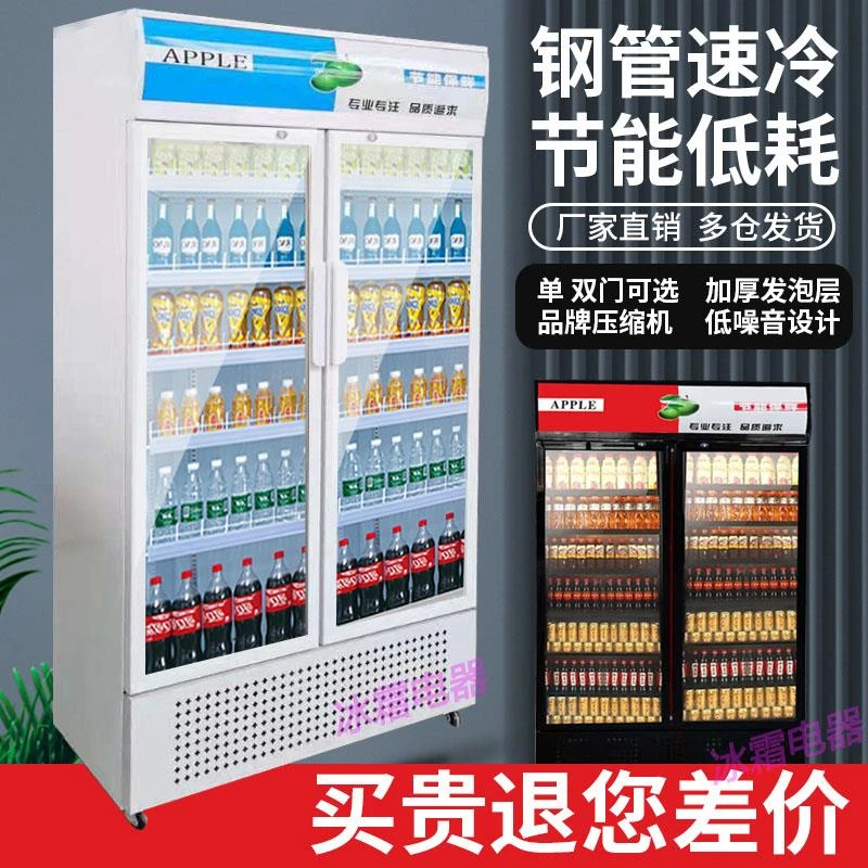 冰霜冷藏展示柜单门饮料柜商用双开门冰柜冰箱超市啤酒保鲜柜立式