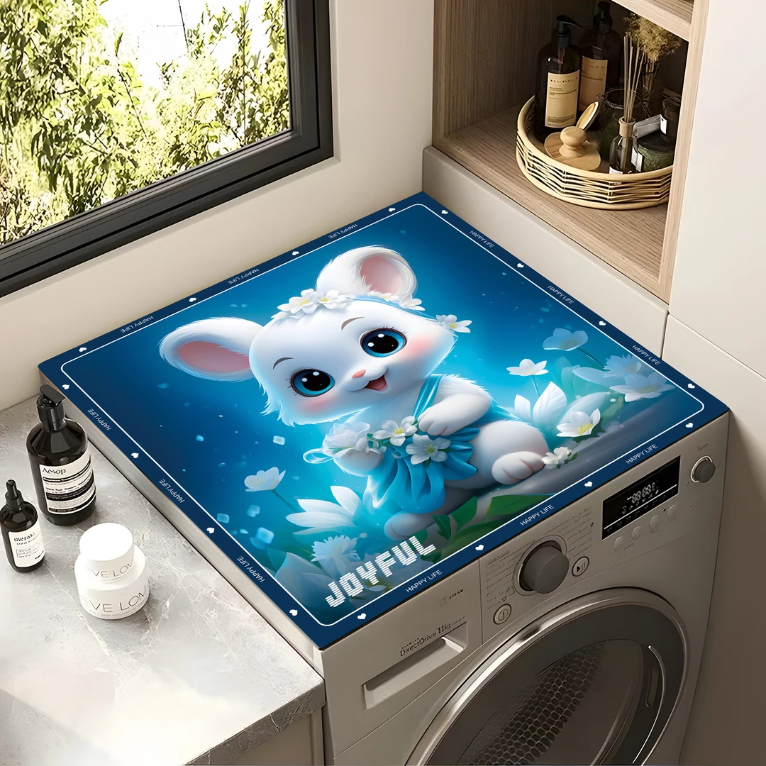 硅藻泥滚筒洗衣机盖垫卡通柜面垫吸水吸尘床头柜通用万能盖巾盖布