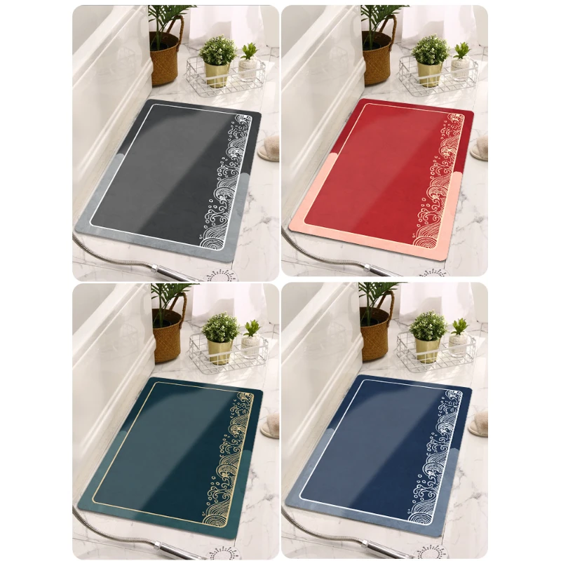 硅藻泥地垫浴室防滑垫卫生间吸水脚垫简约国风卧室入户门垫家用