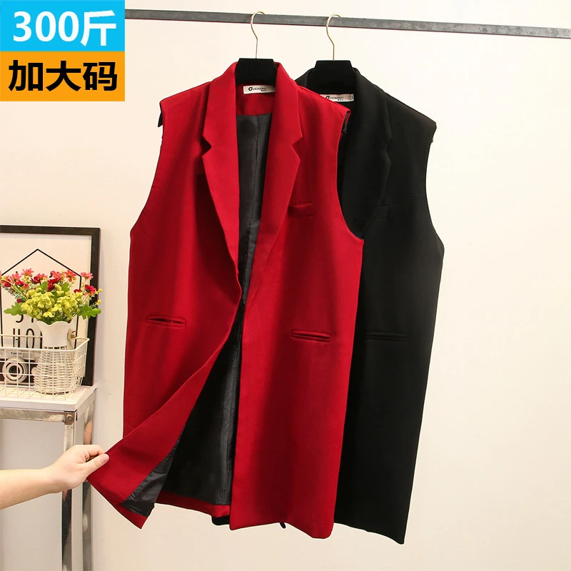 ZZ1856韩版无袖宽松显瘦中长休闲百搭马甲外套300斤大码女装