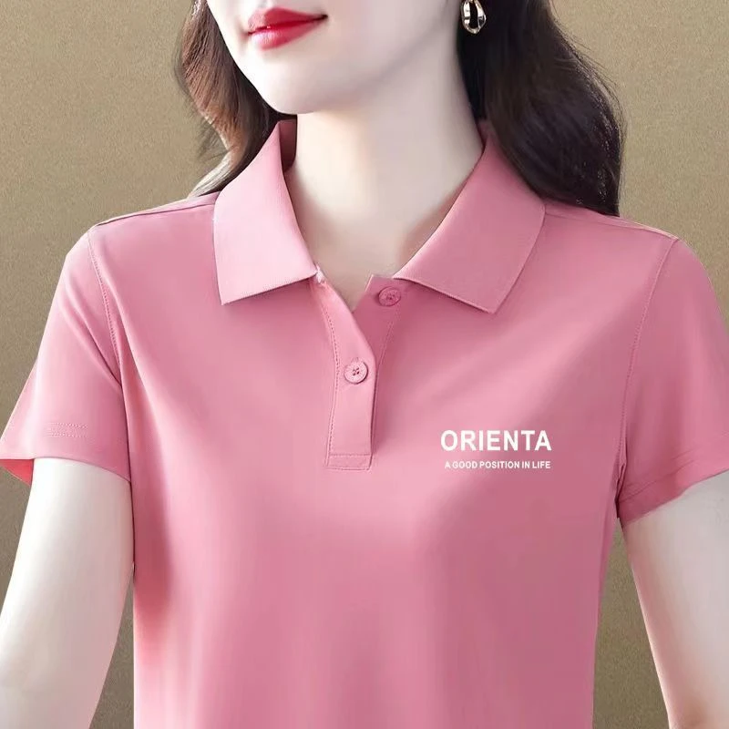 夏季休闲妈妈装大码运动遮肚穿搭洋气polo衫修身上衣百搭短袖T恤