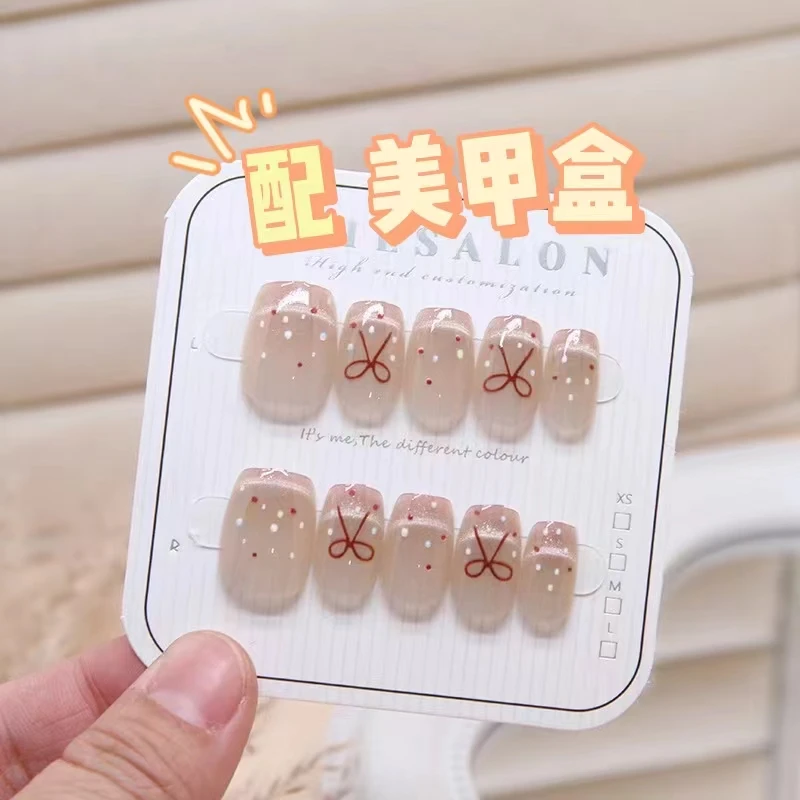 【A04】10片分码 法式猫眼蝴蝶结气质显白学生高级感穿戴甲配工具包