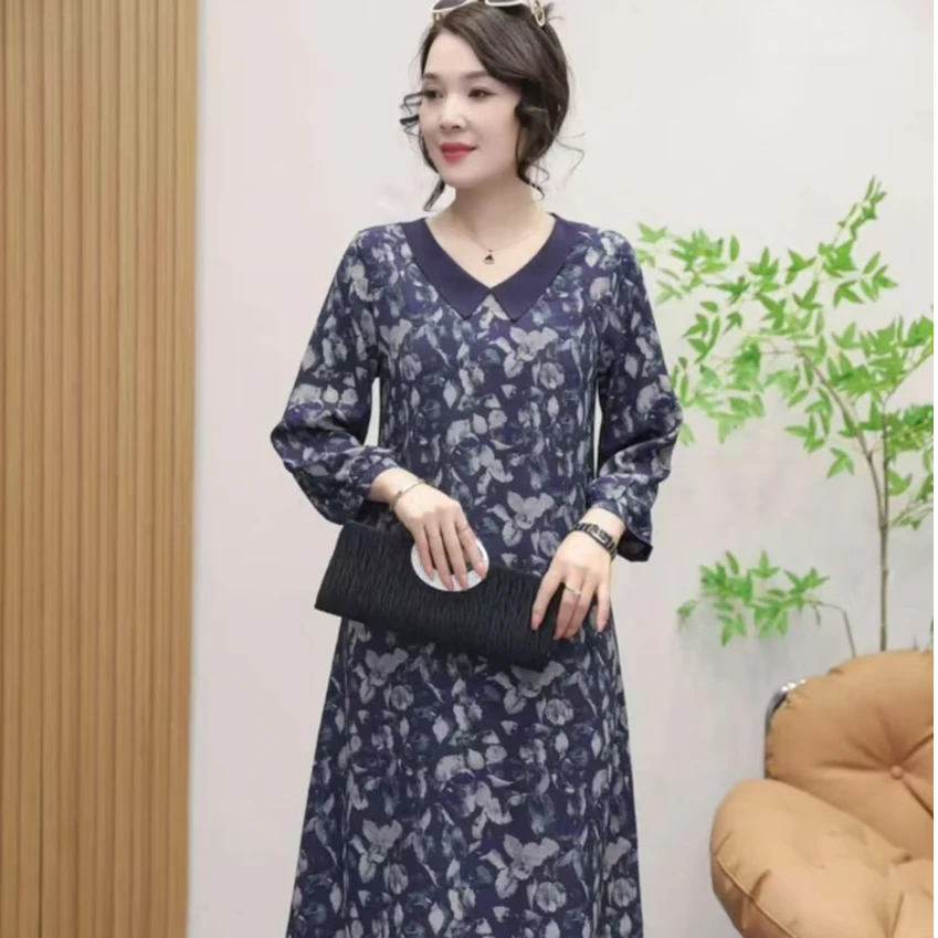 【蓝色妖姬】长袖气质百搭中长款宽松大裙摆