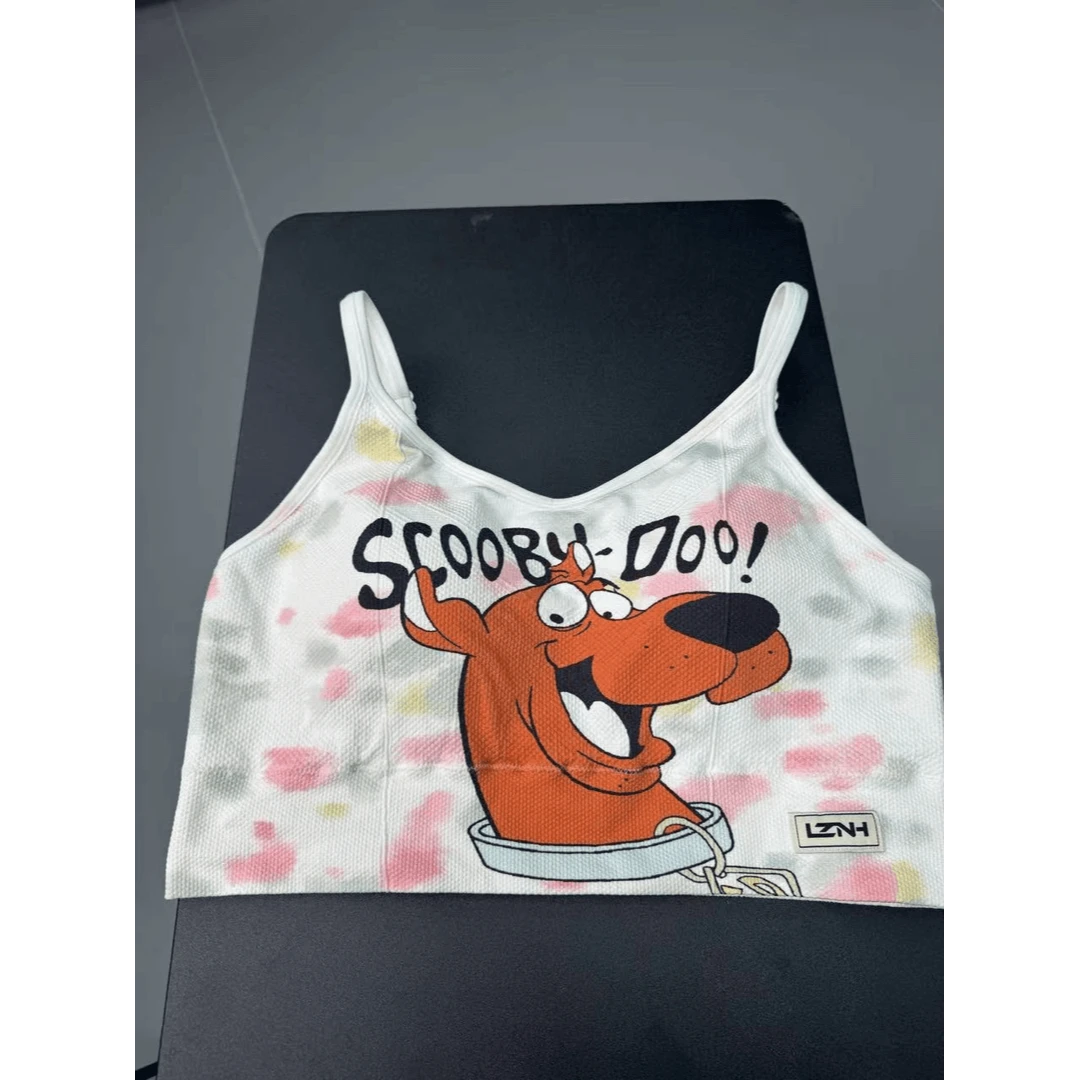 励志女孩大码运动一体罩杯可调节肩带运动背心WX-R399印花