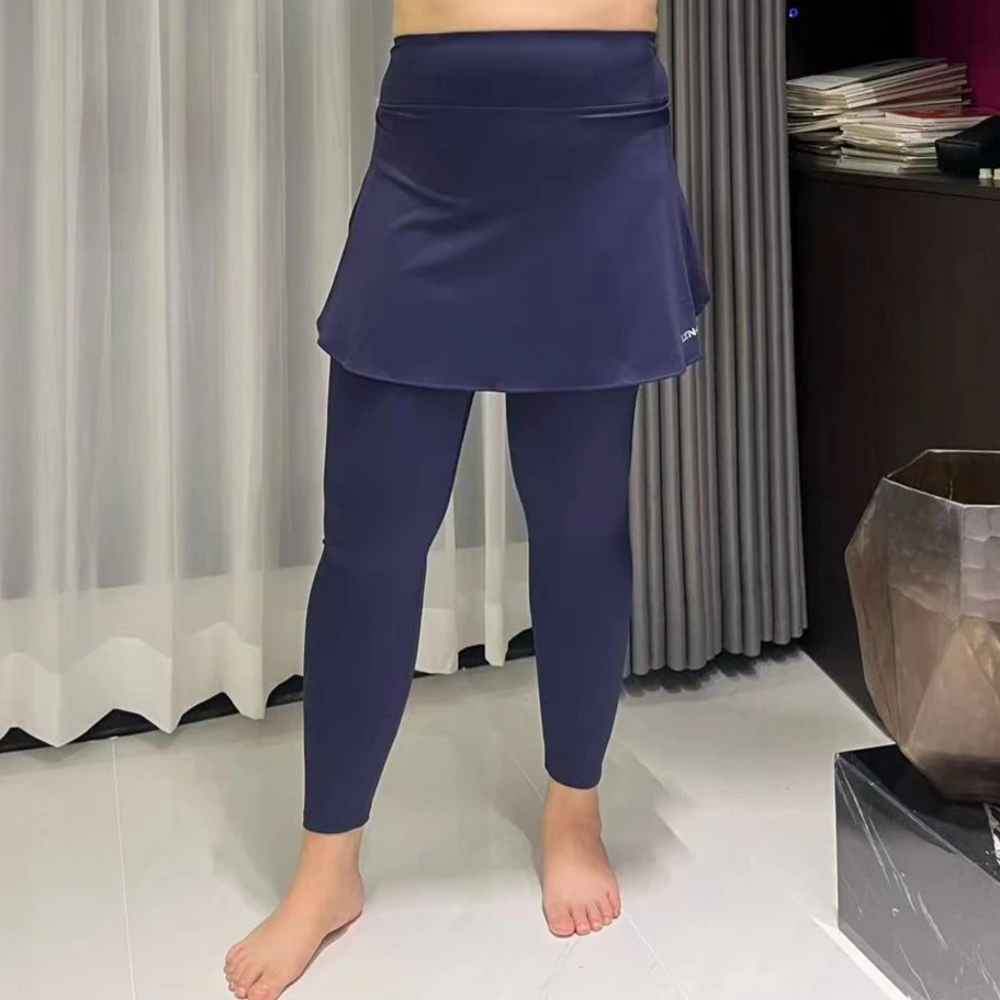 励志女孩断码高腰速干女士双层显瘦瑜伽裙裤KZ-966藏青色