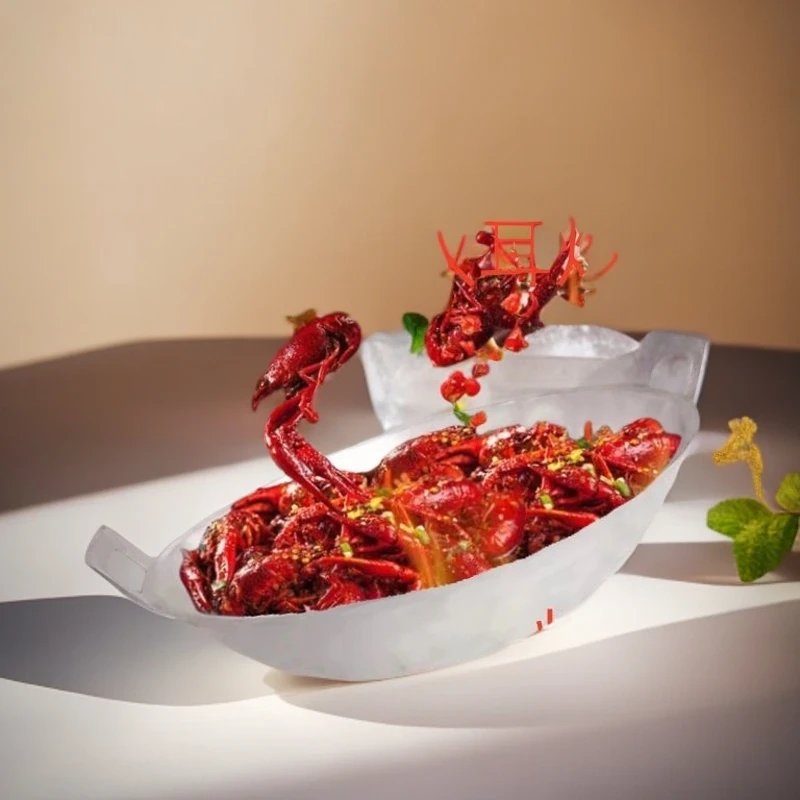 铝炒锅不粘锅双耳龙虾锅炒锅纯铝加厚无涂层双耳老式家用炒菜铝锅