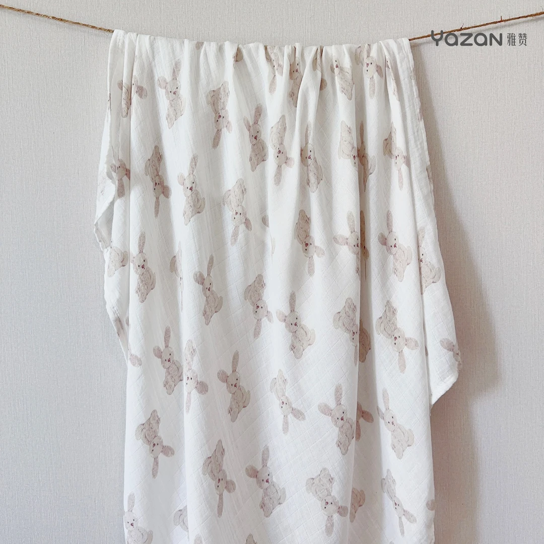 雅赞新【竹纤维双层纱布盖毯】透气柔软亲肤薄款