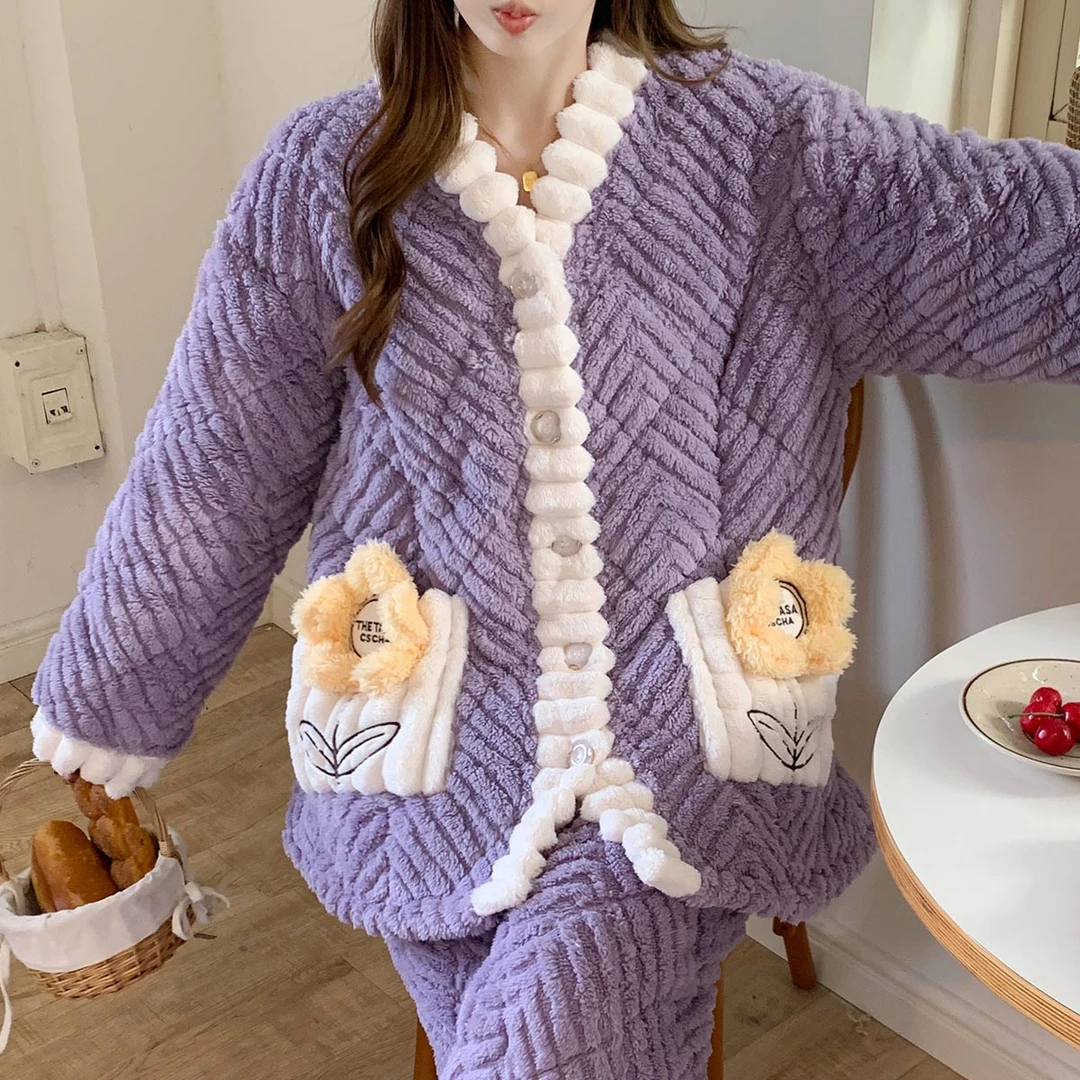 零下【三层夹棉】冬季月子服产后孕妇家居服哺乳睡衣加绒保暖12月份