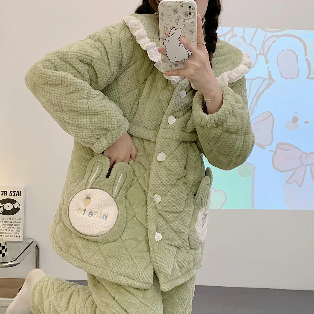 【三层夹棉-零下】产后月子服孕妇家居服喂奶加绒加厚珊瑚绒冬天