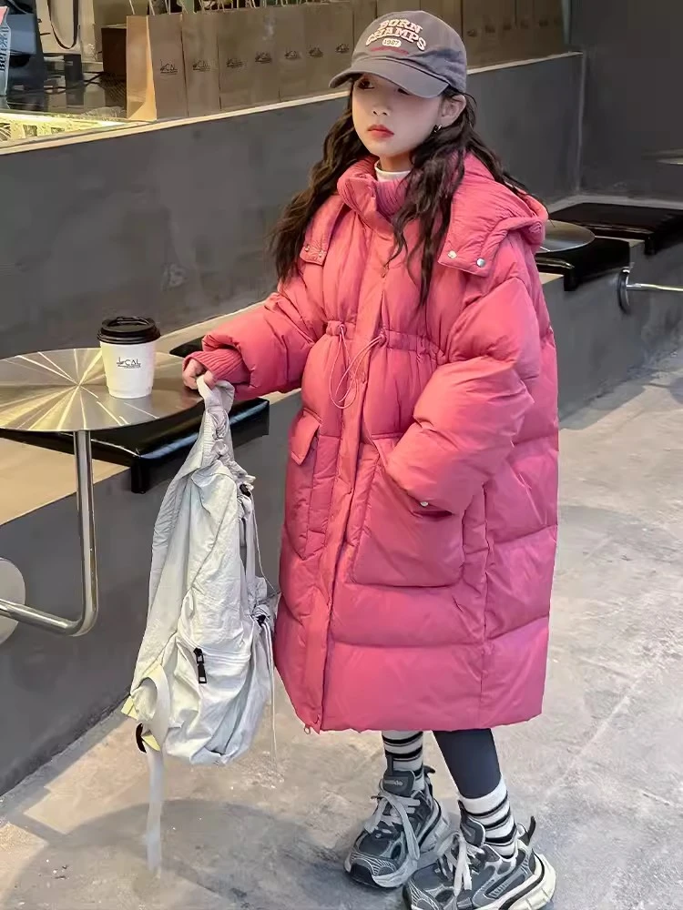 女童棉服2024冬装新款洋气中长款过膝保暖棉袄中大童时髦加厚棉衣