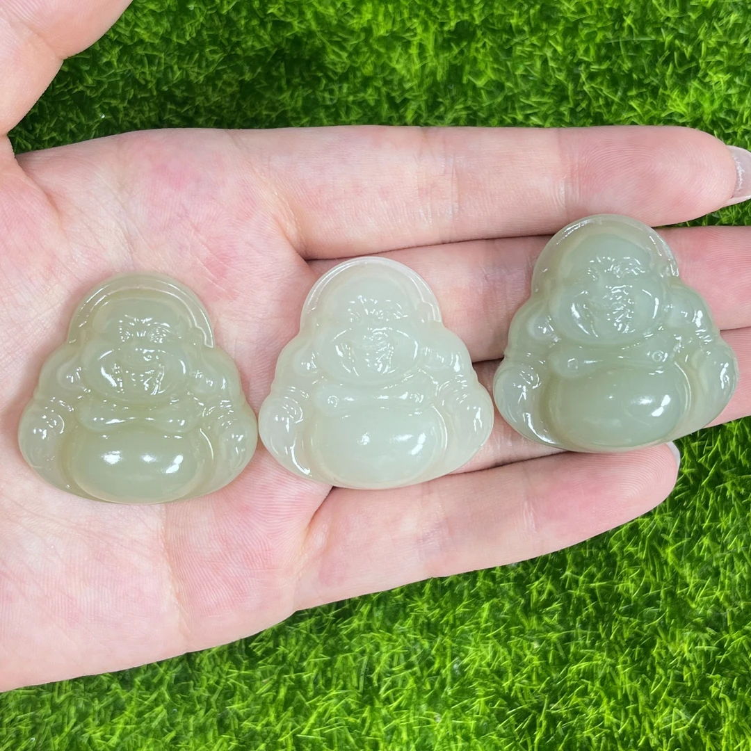 天然和田玉35mm厚装大肚佛弥勒佛多样性发货拍1发1