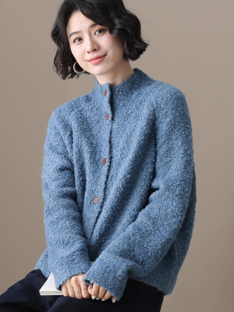 左耳左岸 羊毛混纺半高领短外套长袖文艺感日系风格穿搭女秋冬新