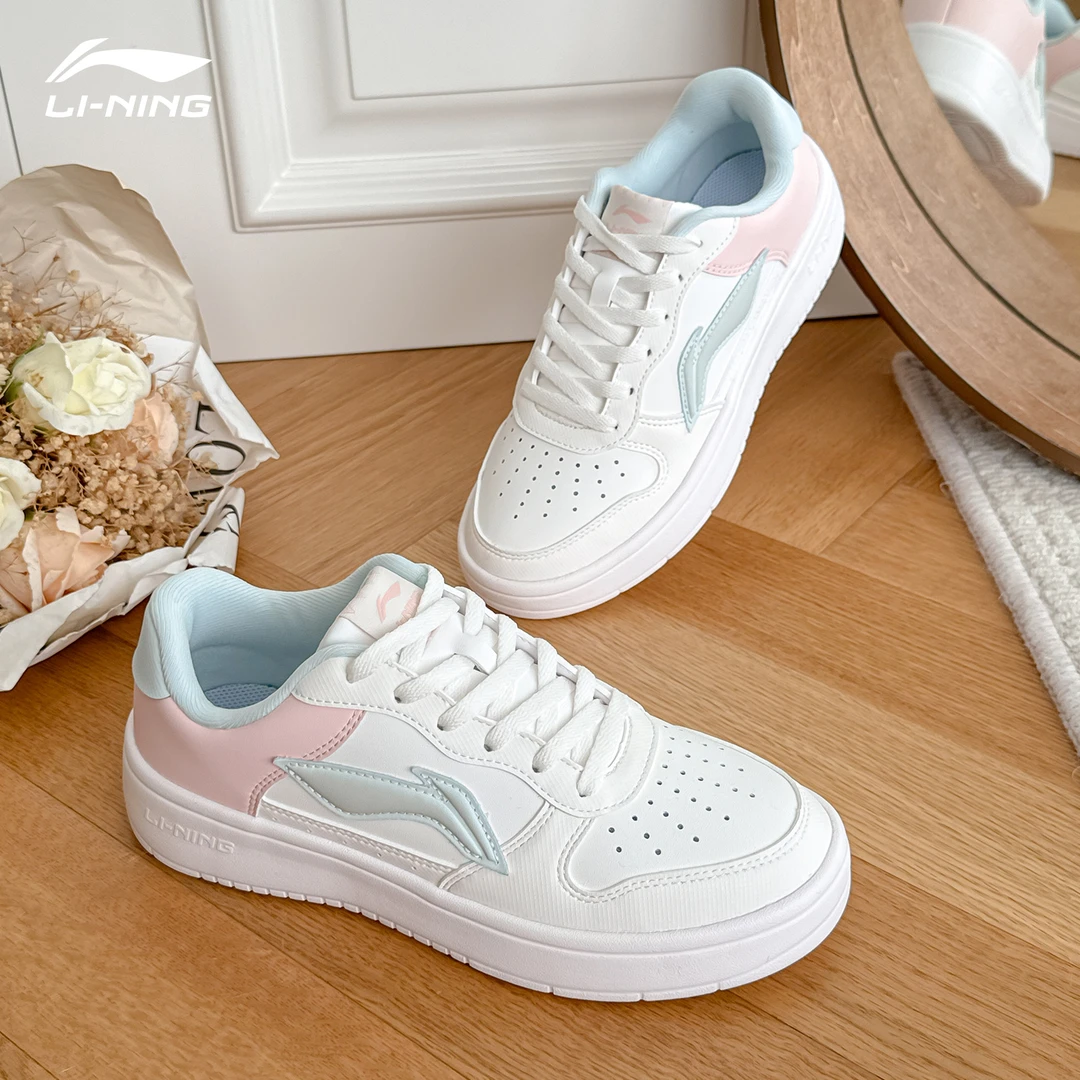 李宁浮舟女板鞋正品2025春季新款空军一号小白鞋百搭休闲运动板鞋