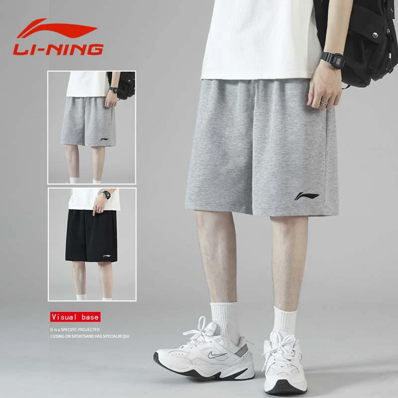 李宁短裤男款2025夏季新款宽松棉质薄款直筒五分裤休闲百搭运动裤
