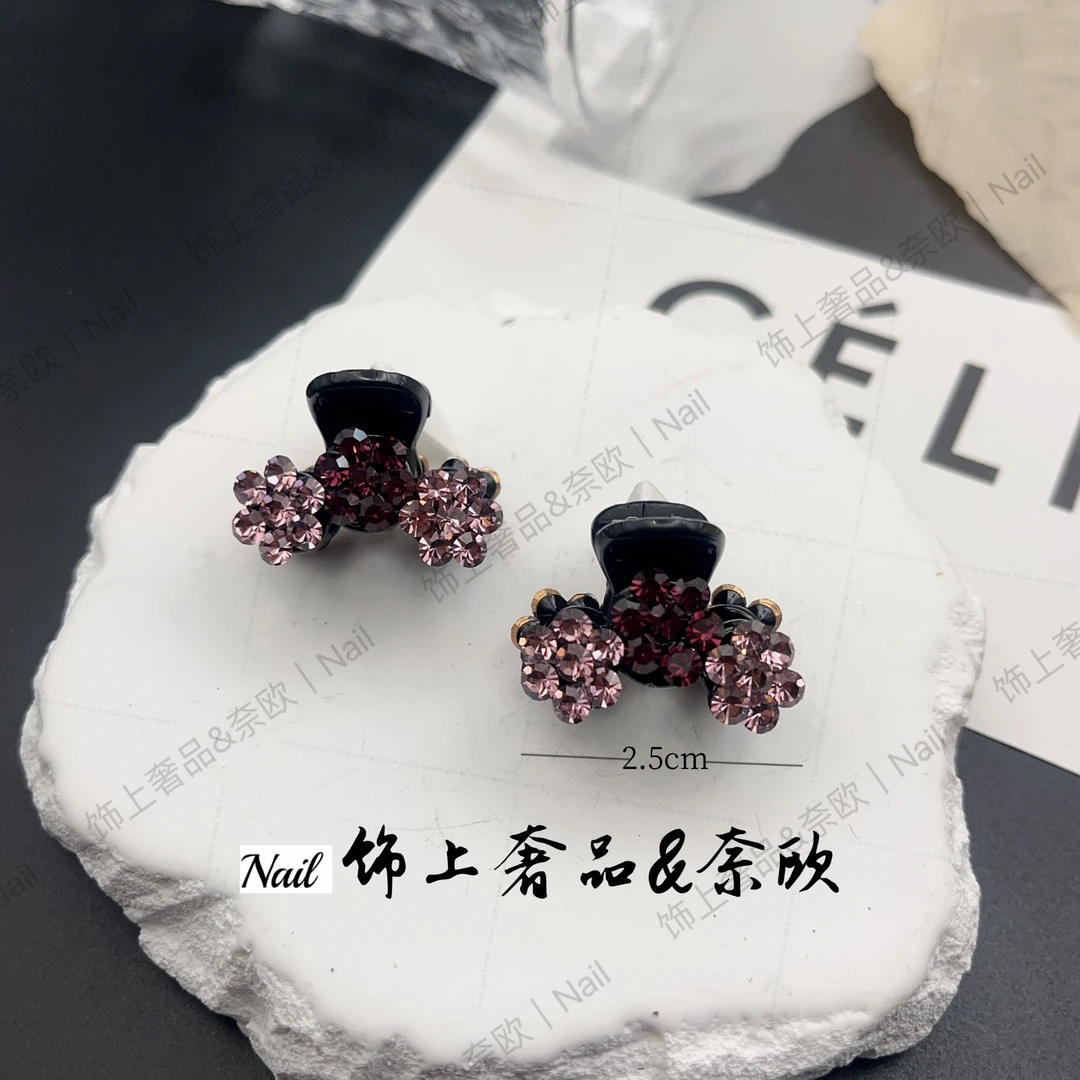 【饰上奢品 NAIL】SQ008-设计师系列7718一对粉紫色满钻刘海小抓夹