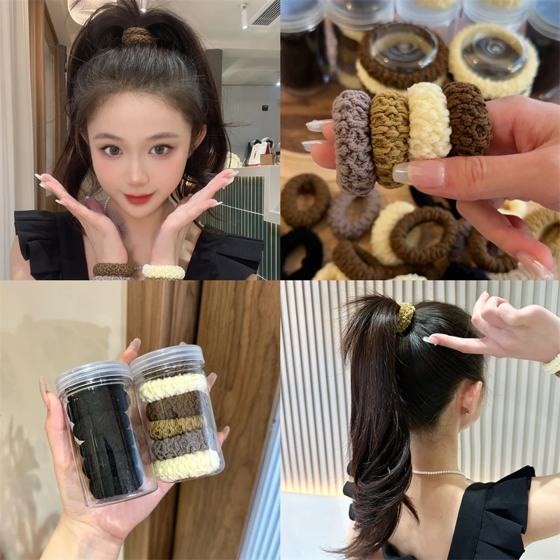 非金属布艺发饰 罐装头绳加粗高马尾绑头发盘发无接缝宽皮筋丸子