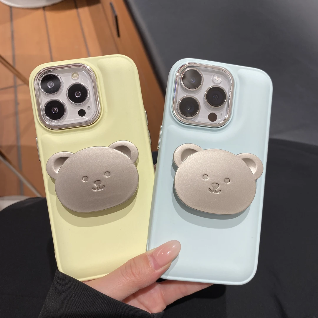 网红可爱小熊支架iphone15promax手机壳12硅胶14plus苹果13情侣11