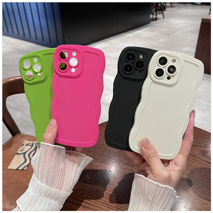 简约纯色波浪苹果plus华为oppo荣耀vivo小米mini红米一加手机壳软