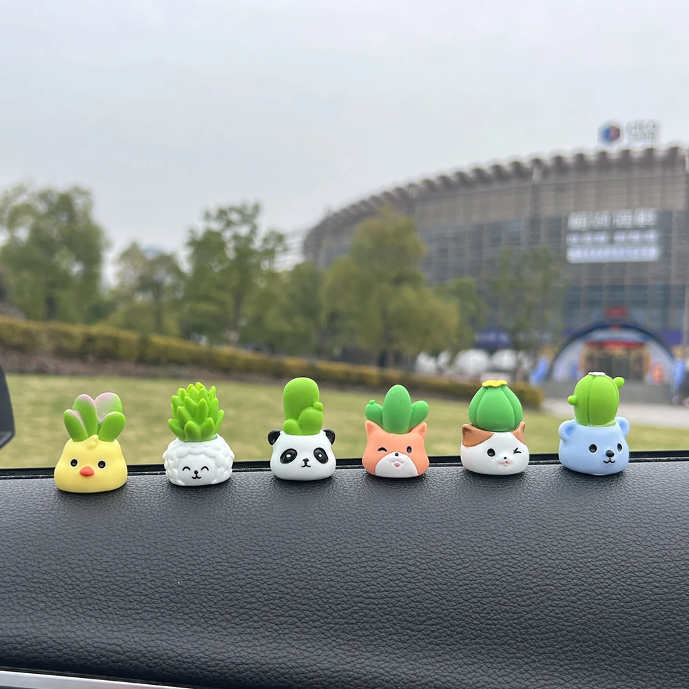 乾赞卡通可爱动物绿植盆栽汽车中控台装饰家居车载摆件副驾驶装饰