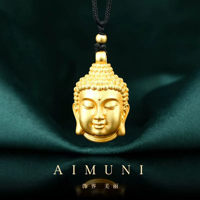 铜合金吊坠 铜合金色佛头吊坠古法精工镂空工艺双面时尚挂坠礼物