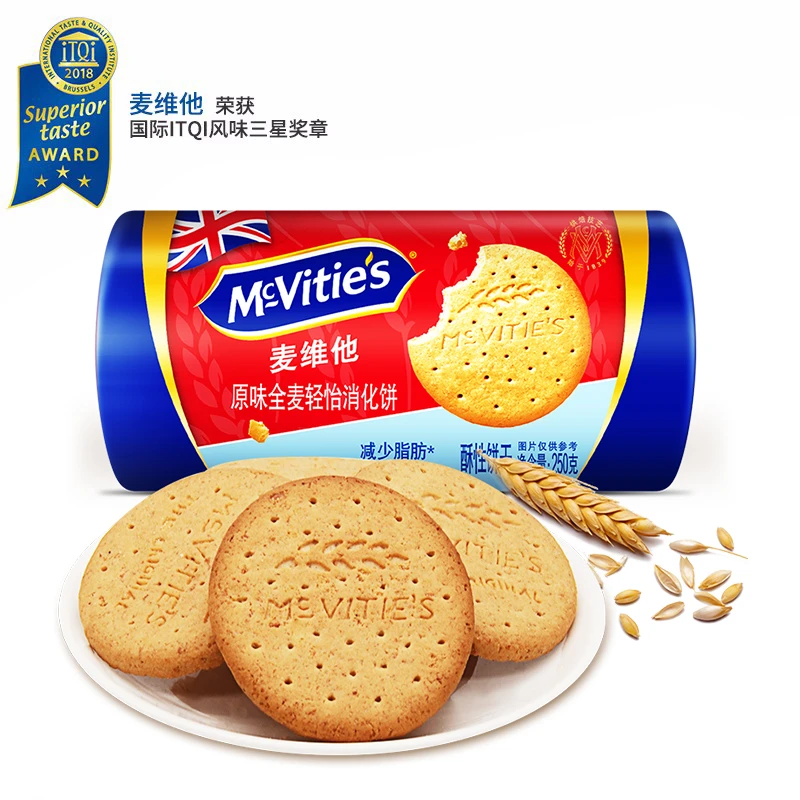 McVitie's麦维他英国进口升级新包装原味全麦轻怡消化饼干250g